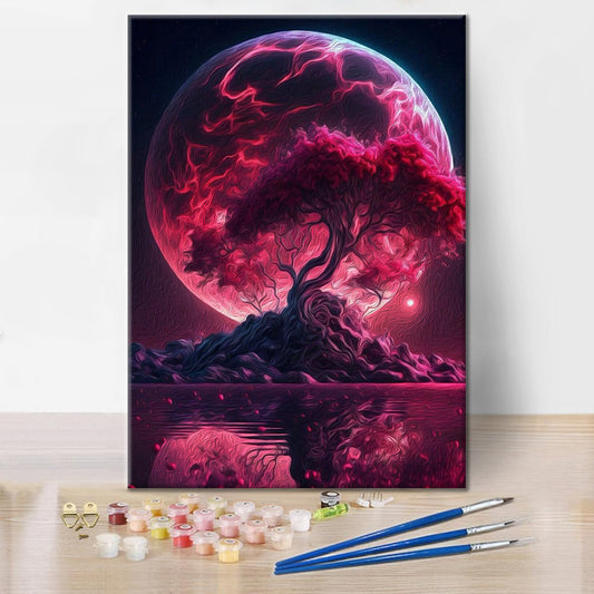 Stromy pod měsíčním svitem - Malování podle čísel