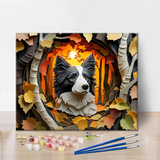 Podzimní šeptání Border Collie - Malování podle čísel