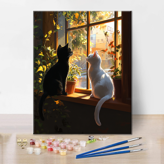 Kočka v okně - Malování podle čísel