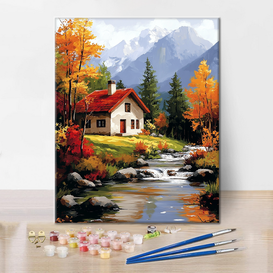 Venkovský klid s podzimními odstíny - malování podle čísel