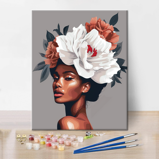 Žena s květinovými vlasy - Malování podle čísel