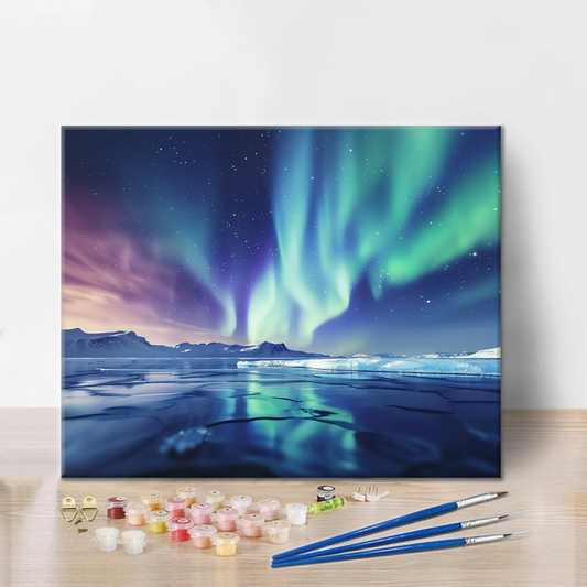 Aurora a jezero - Malování podle čísel