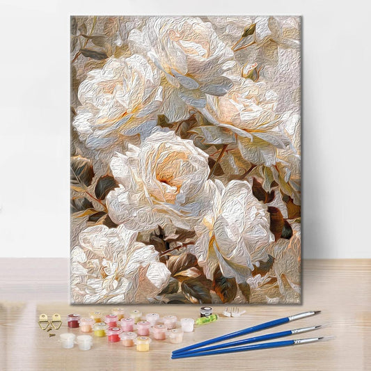 Bílá růže - Malování podle čísel