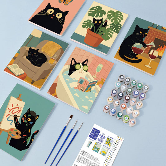 Poklidná černá kočka - Malování podle čísel