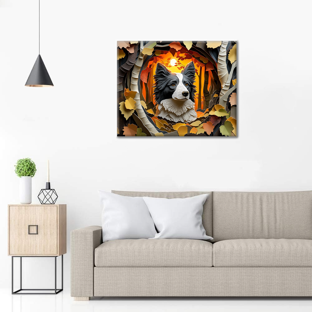 Podzimní šeptání Border Collie - Malování podle čísel