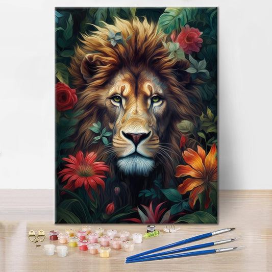 Listí a zuřivý lev - Malování podle čísel