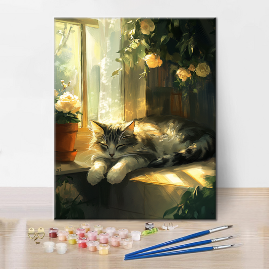 Dřímající Kočka - Malování podle Čísel
