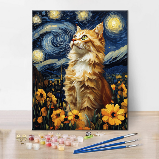 Kočka Hvězdná Noc - Malování podle Čísel