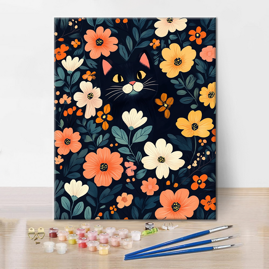 Černá Kočka na Schovávanou - Malování podle Čísel