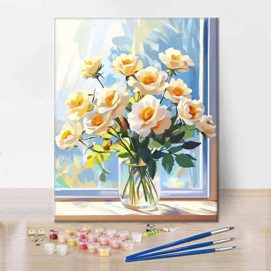 Citronové Okvětní Lístky u Okna - Malování podle Čísel