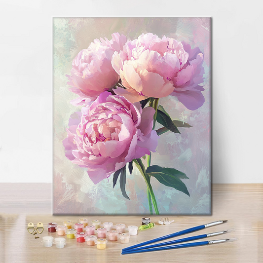 Růžová Pivoňka - Malování podle Čísel