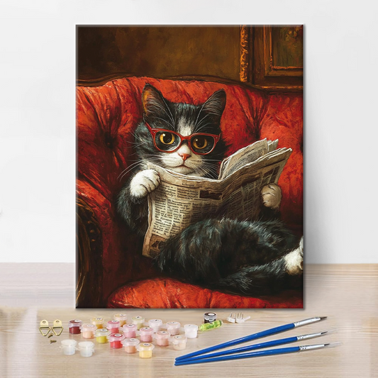 Čtoucí Kočka - Malování podle Čísel