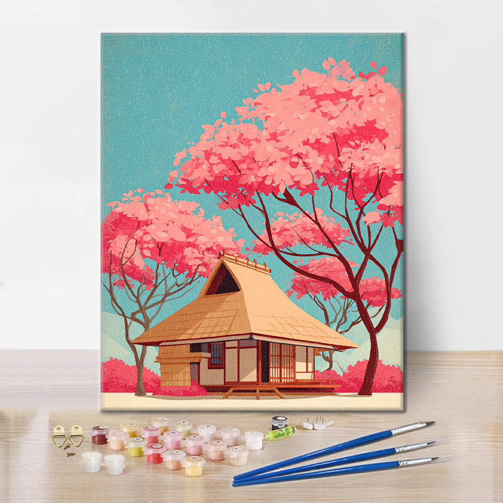 Tradiční japonský dům - malování podle čísel