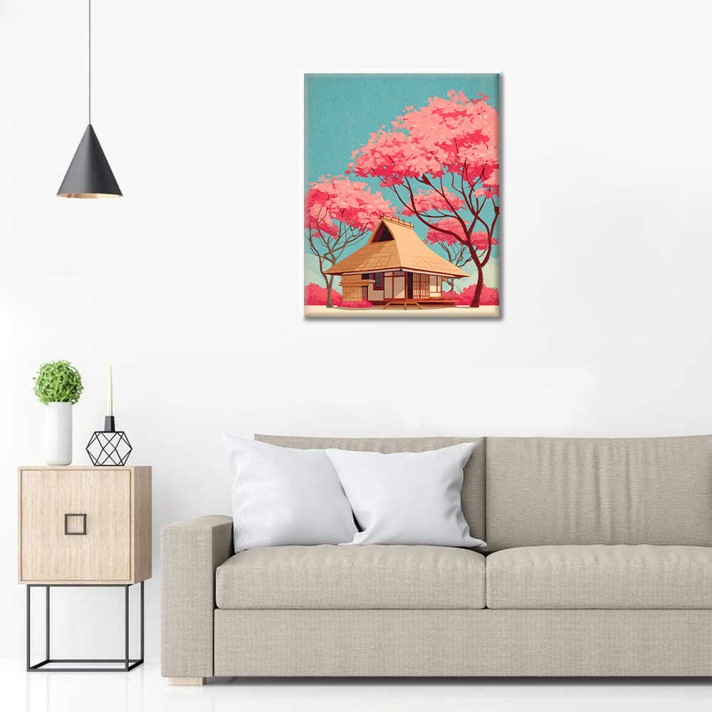 Tradiční japonský dům - malování podle čísel