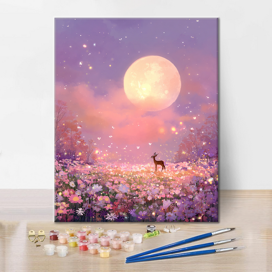 Jelen na měsíční louce - malování podle čísel