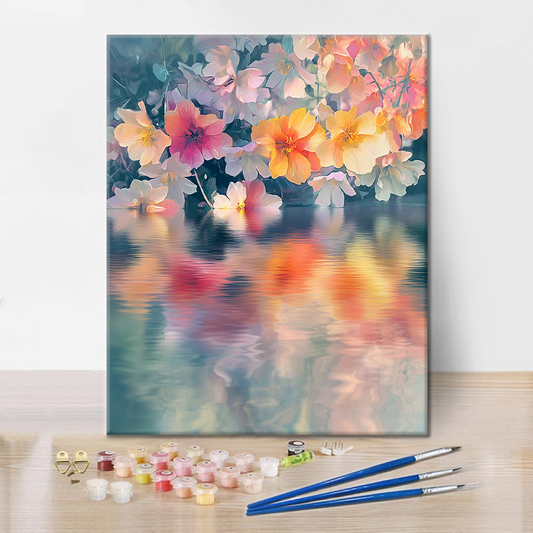 Snová květinová nad vodou - malování podle čísel