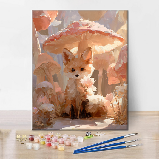 Liška pod houbou - malování podle čísel