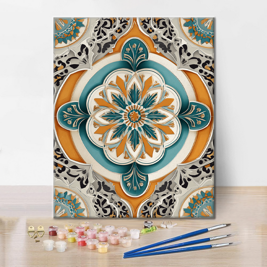 Zlatá zelená mandala - malování podle čísel