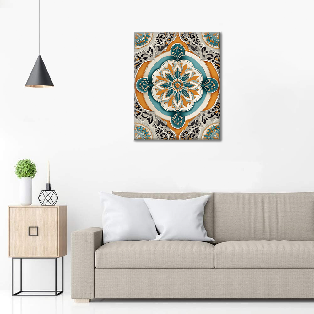 Zlatá zelená mandala - malování podle čísel