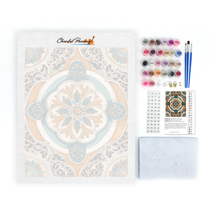 Zlatá zelená mandala - malování podle čísel
