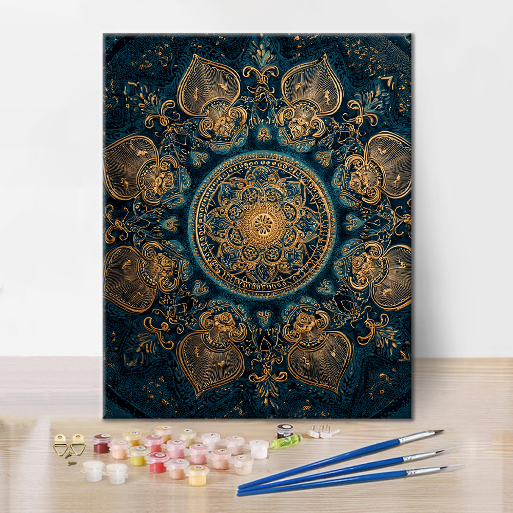 Mandala Zlatý lotos - Malování podle čísel