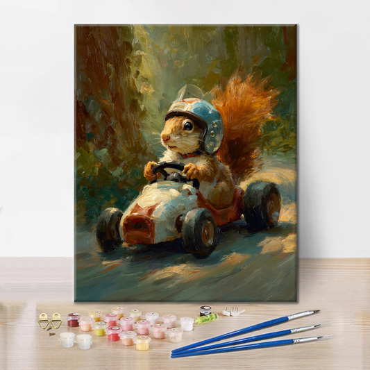 Závodící veverka - malování podle čísel