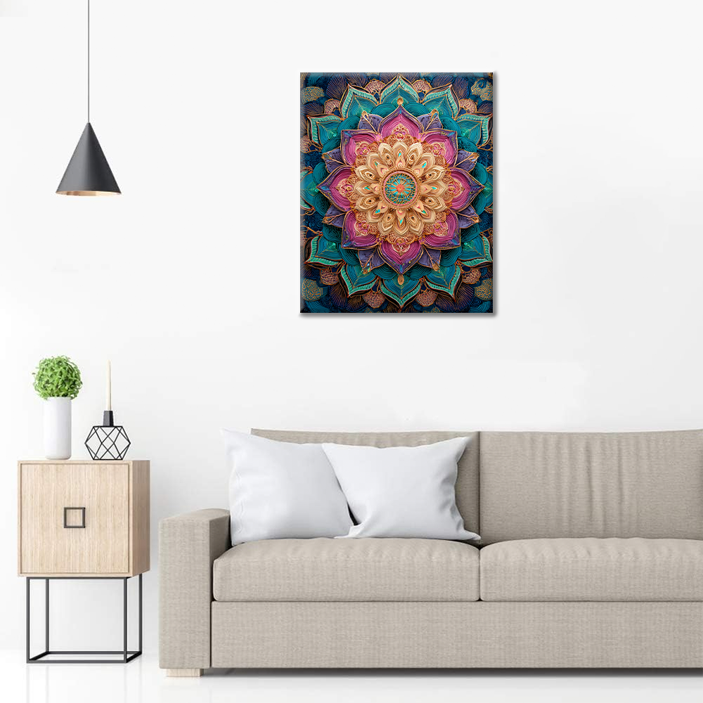 Duhová květinová mandala - malování podle čísel