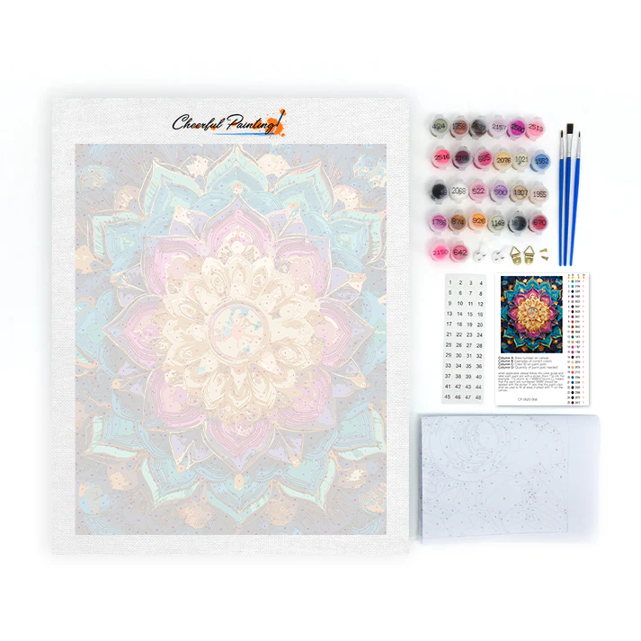 Duhová květinová mandala - malování podle čísel