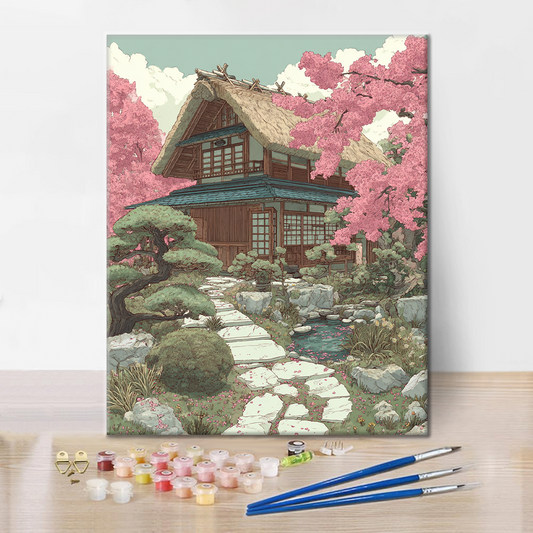 Cesta s třešňovým květem - malování podle čísel