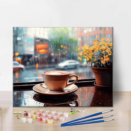 Deštivá káva - malování podle čísel