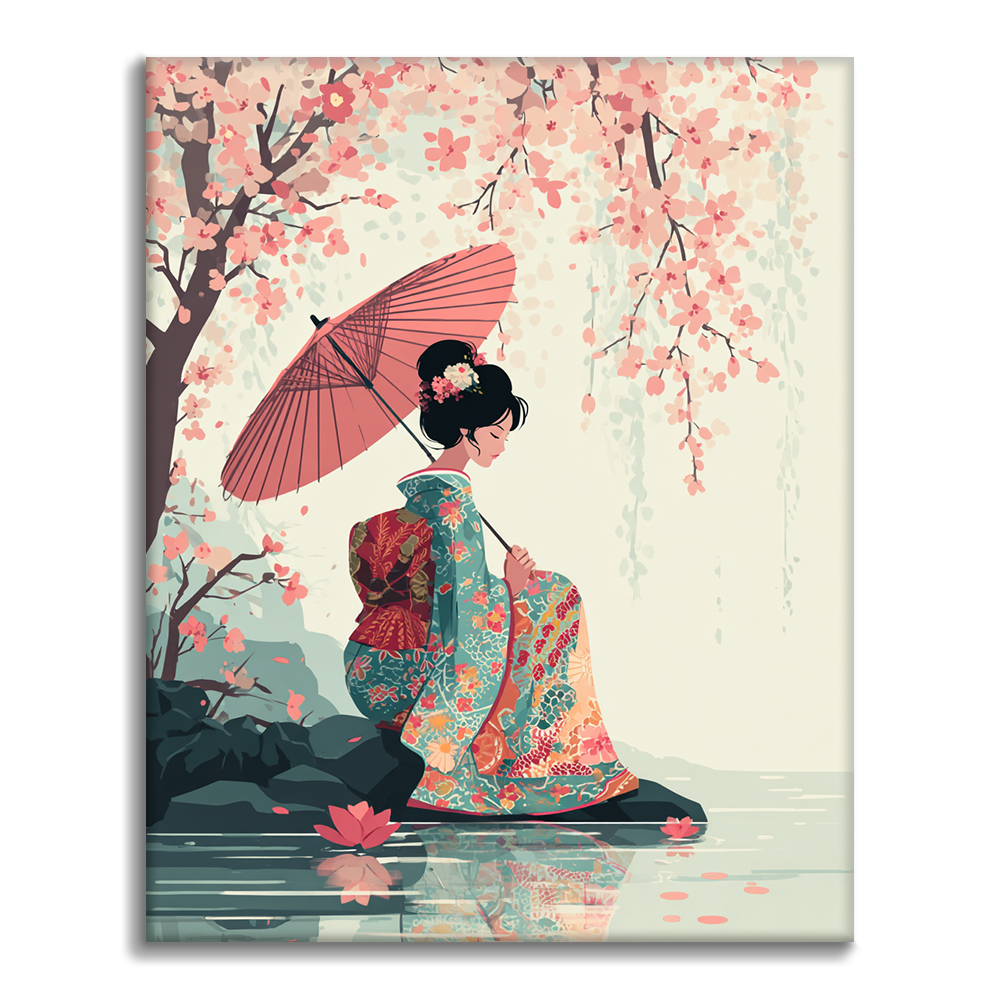Deštník Sakura - malování podle čísel