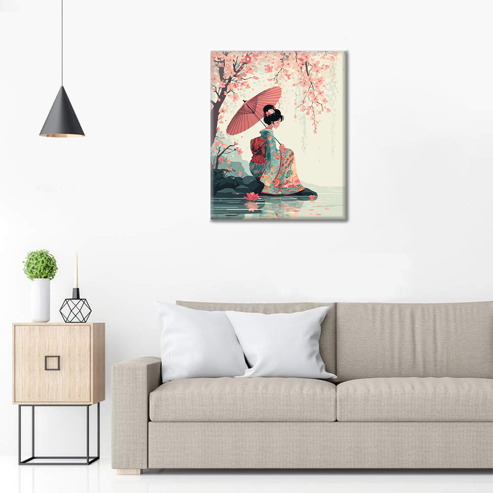 Deštník Sakura - malování podle čísel
