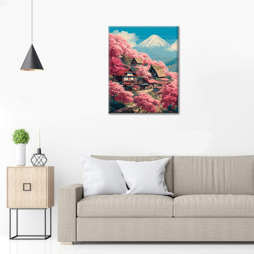 Vila Sakura na hoře Fudži - malování podle čísel