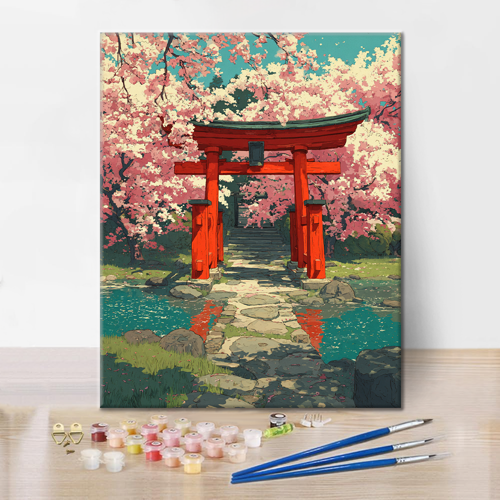 Třešňový květ Torii - malování podle čísel