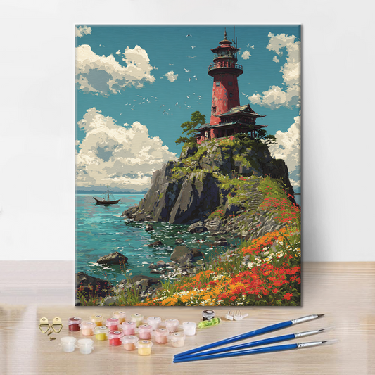 Květinové pobřežní světlo - malování podle čísel
