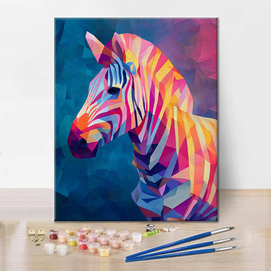Geometrická zebra - malování podle čísel