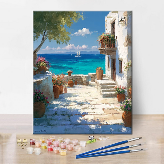 Sluncem zalité pobřeží - malování podle čísel