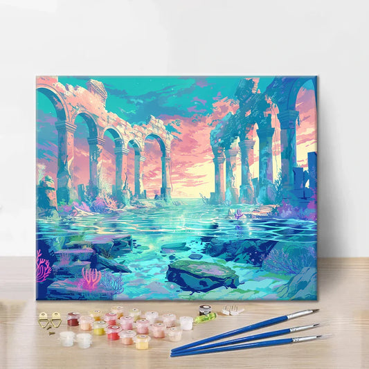 Starověké ruiny pod vodou - malování podle čísel