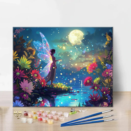 Víla u měsíčně ozářeného rybníka - Malování podle čísel