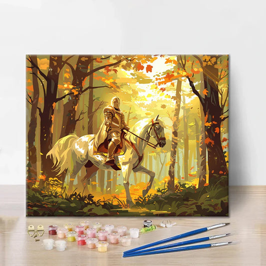 Rytíř na koni - malování podle čísel