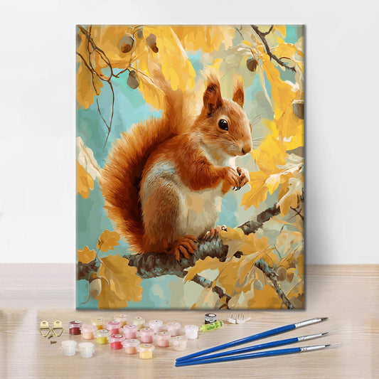 Podzimní veverka - malování podle čísel