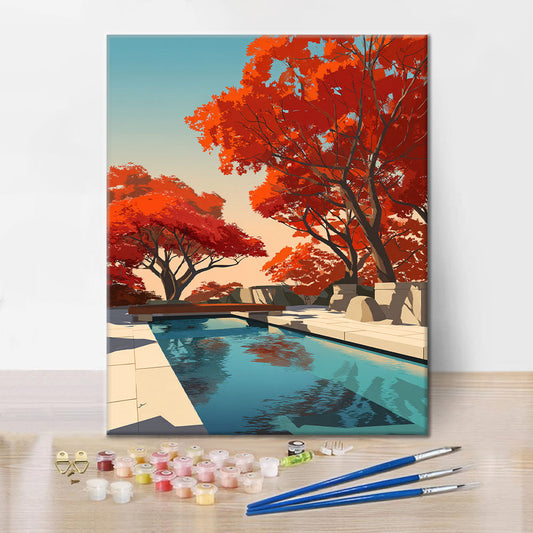 Klidné podzimní odrazy - malování podle čísel