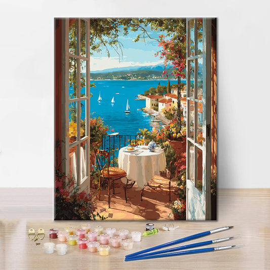 Výhled na moře z okna. - Malování podle čísel