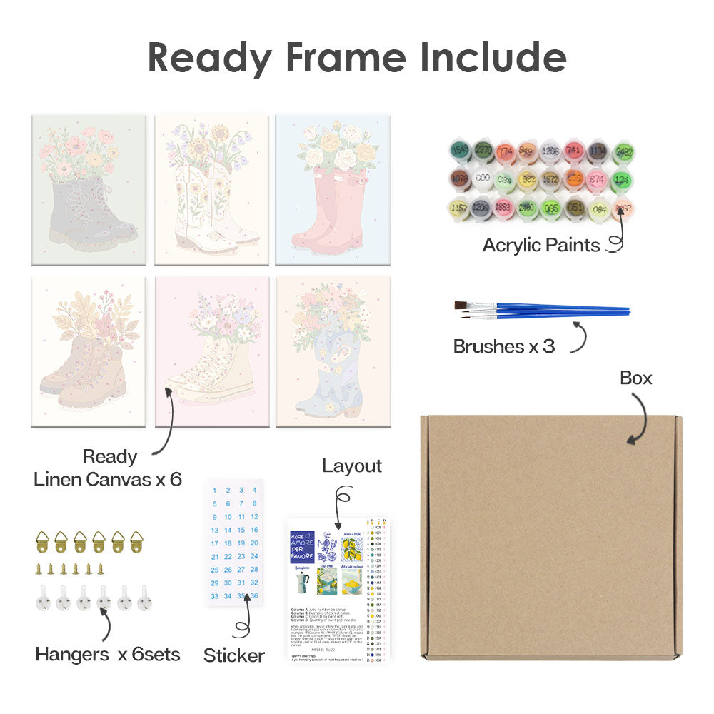 Květiny v botách - Malování podle čísel