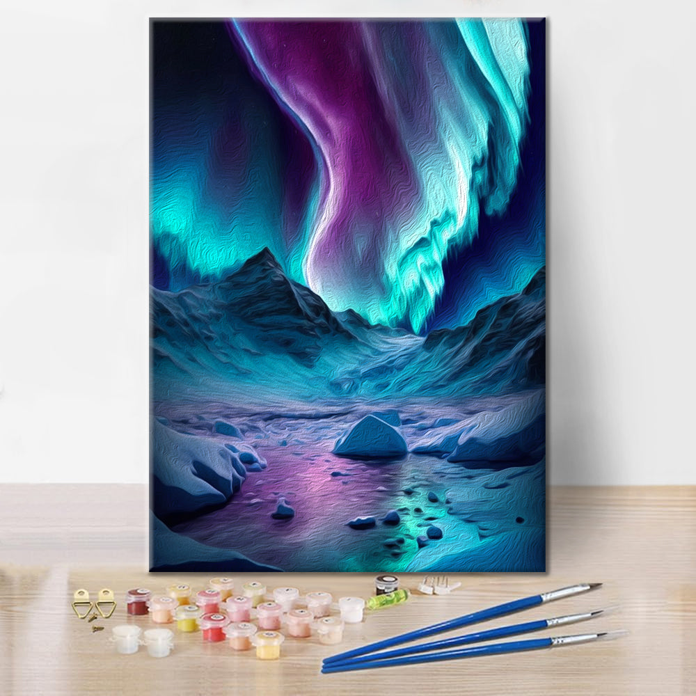 Modrá Aurora Borealis - Malování podle čísel