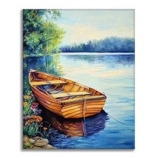 Lodě v jezeře - Malování podle čísel