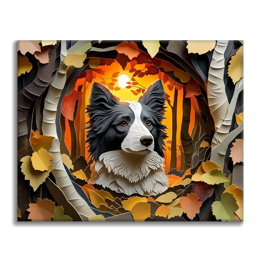 Podzimní šeptání Border Collie - Malování podle čísel
