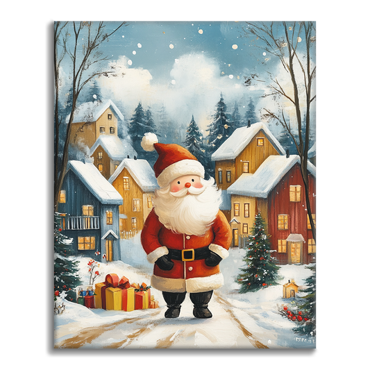 Veselý Santa v zimní říši divů - Malování podle čísel