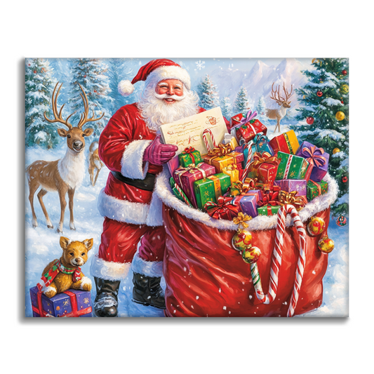 Santa Clausův dárkový pytel - Malování podle čísel