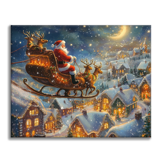 Santa Claus a sáně - Malování podle čísel